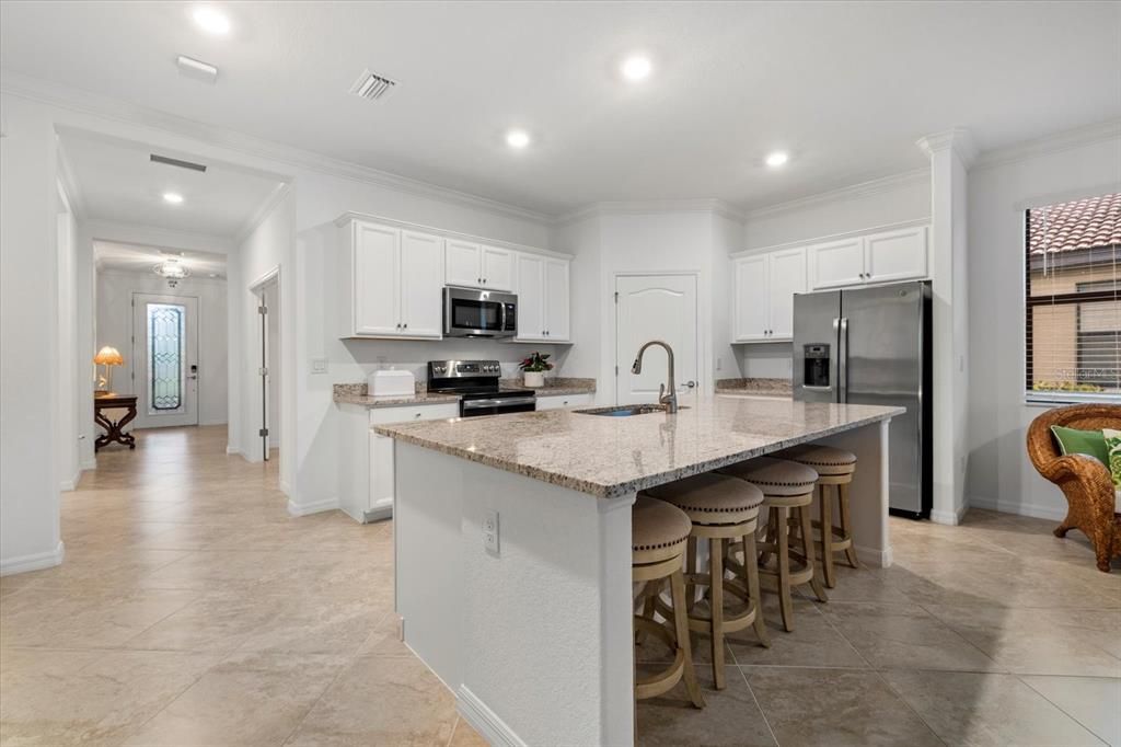 Large Kitchen Island with Granite Countertop