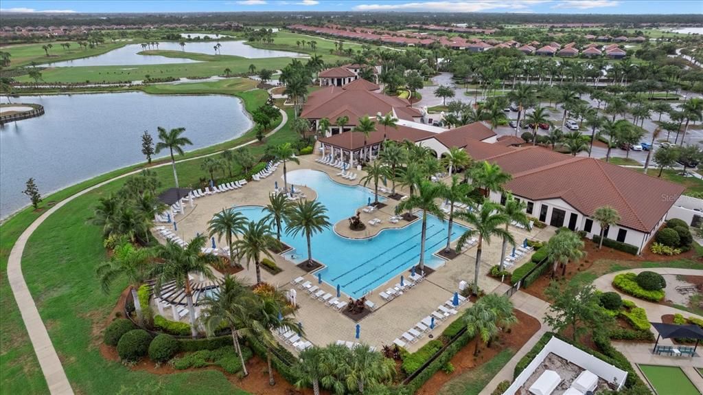 Aerial View of the Community Pool and Clubhouse