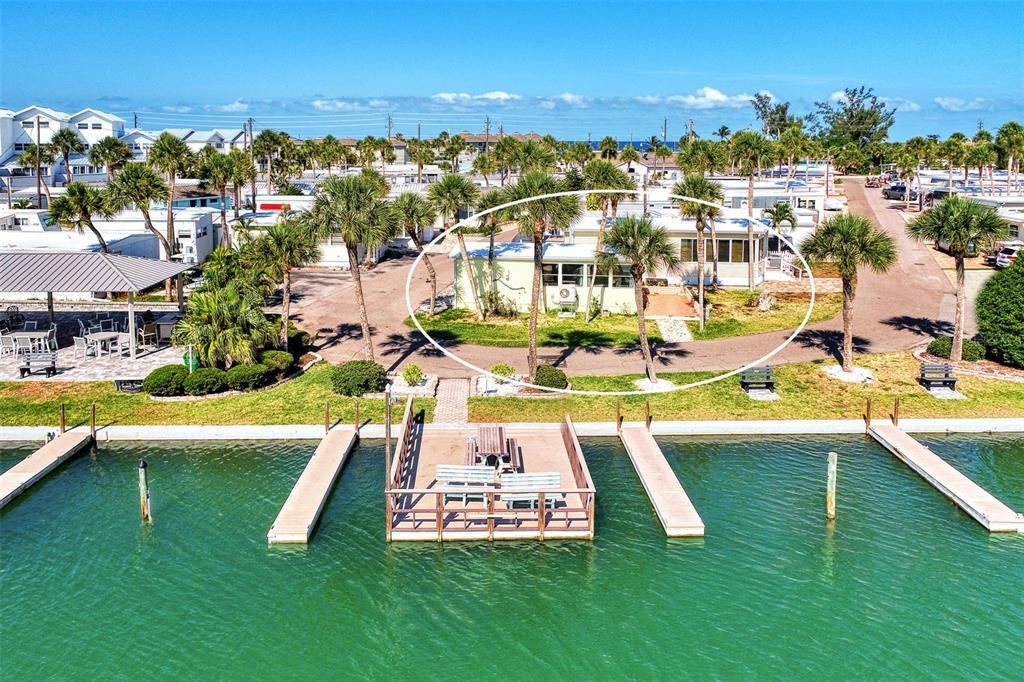 What a location.  323 Cielo is in the circle overlooking Lemon Bay.  Do you like to fish!  Look at the fishing pier right in front of this home.