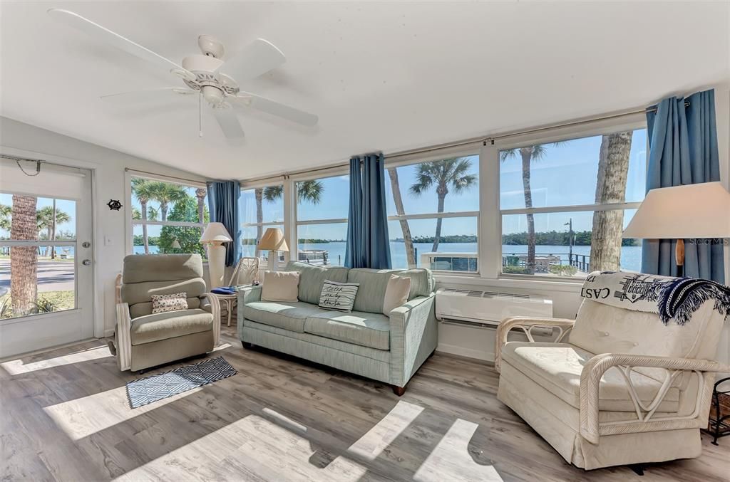 New Laminate flooring was installed throughout the home.  This living room looks out over Lemon Bay