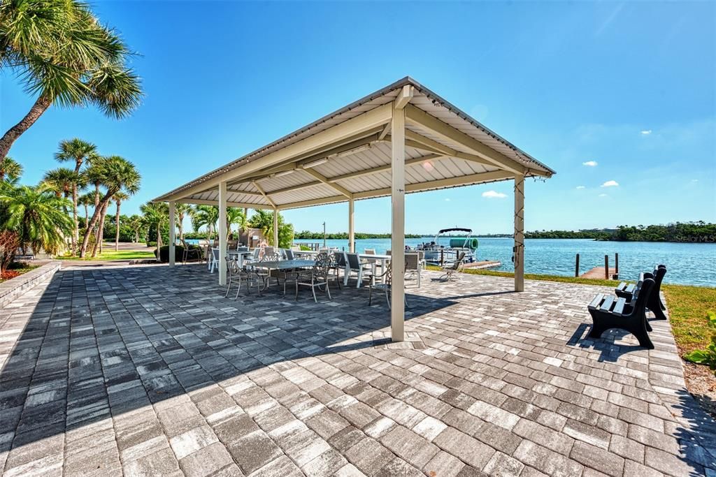 This is the pavilion the over looks Lemon Bay and the community Boat docks.  Owners meet here in the morning fro coffee or in the evening.  At times there are events here  to enjoy.