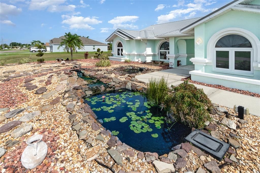 Rock Landscaping and Koi ponds - front exterior