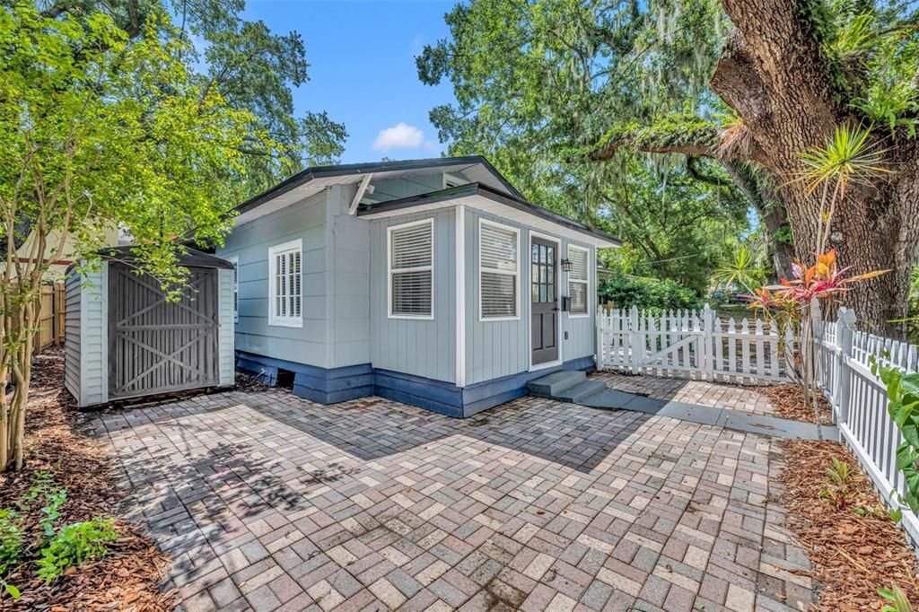 Patio in front of home