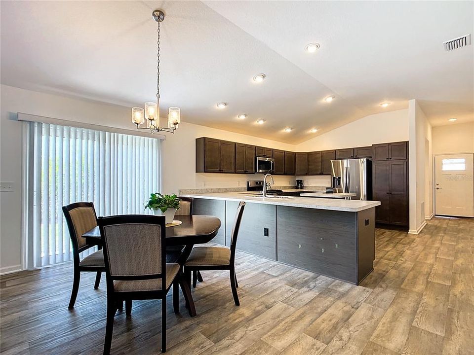 dining area onto kitchen