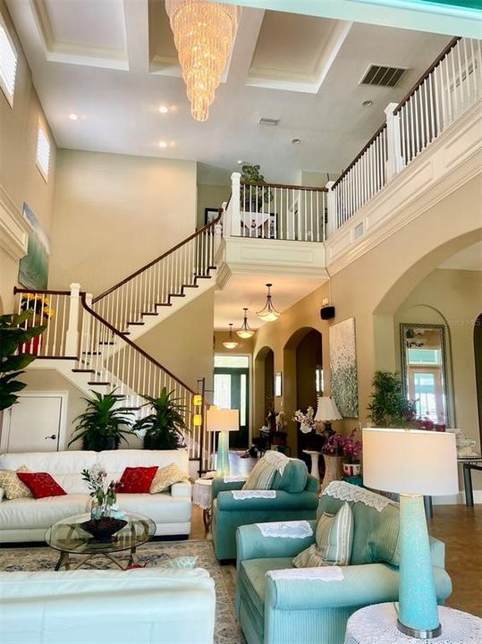 Family Room with 28' high ceilings