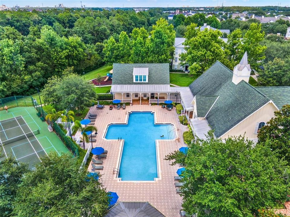 Community Pool, Clubhouse, and Tennis Court