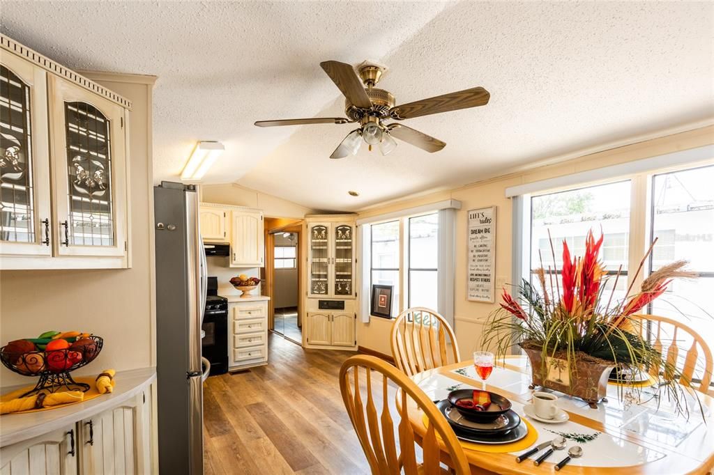 Spacious kitchen and dining area.