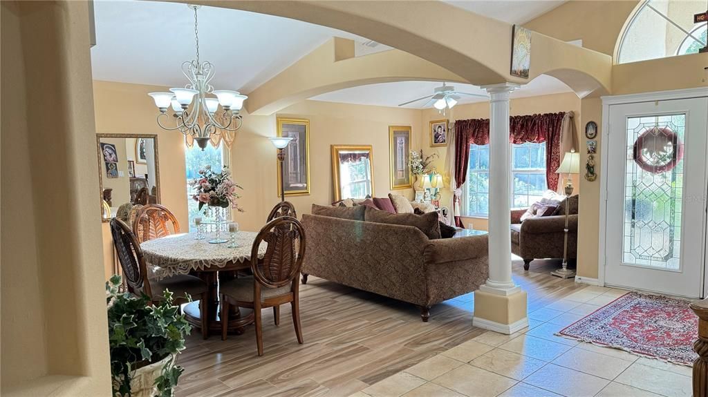 View of kitchen, dinette and beautiful granite countertop