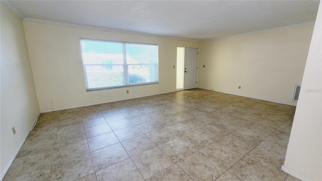 View of the living room from the dining room