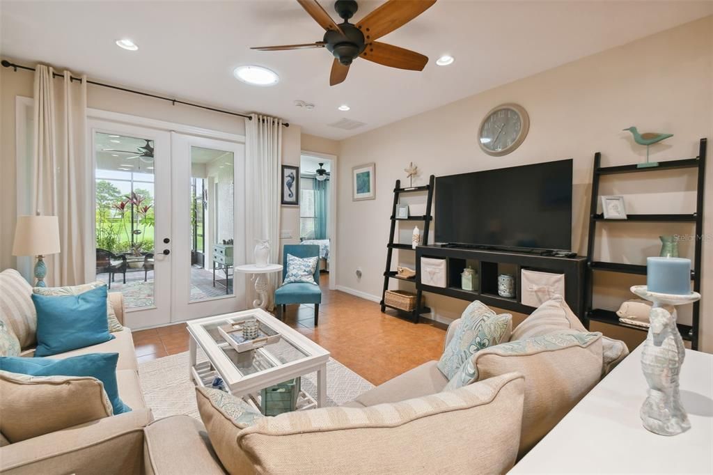 Living area with view of the golf course