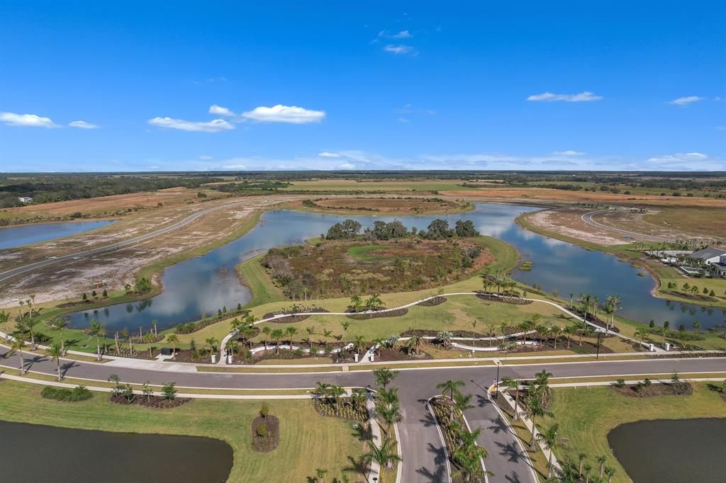 Aerial view of Flagship Drive and Waterfront Circle intersection