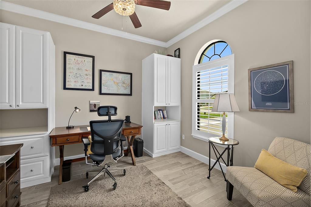 Decorative Window , Crown Molding, & Ceiling Fan