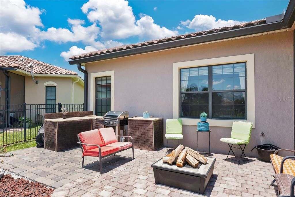 Paved seating area.