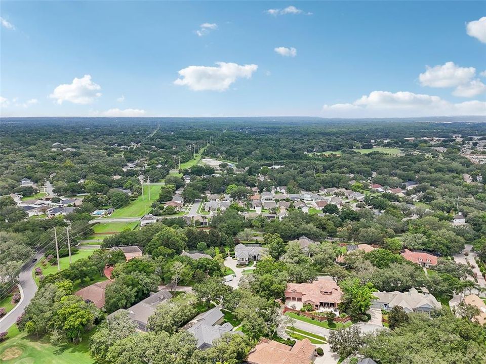 Ariel view of the surrounding area