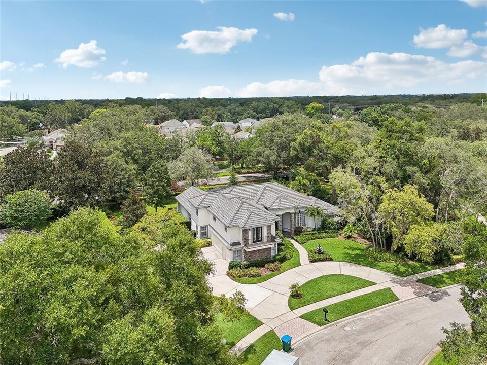 Circular driveway and oversized parking pad along with a 3 car side entry garage