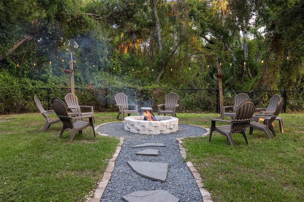 Newly built backyard firepit