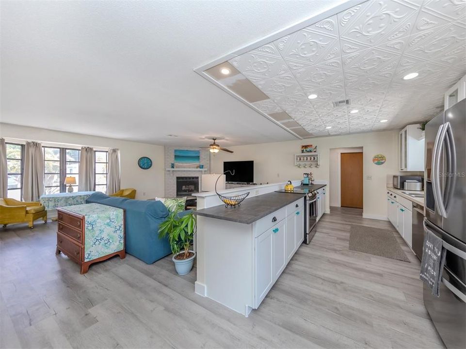 Kitchen overlooking family room