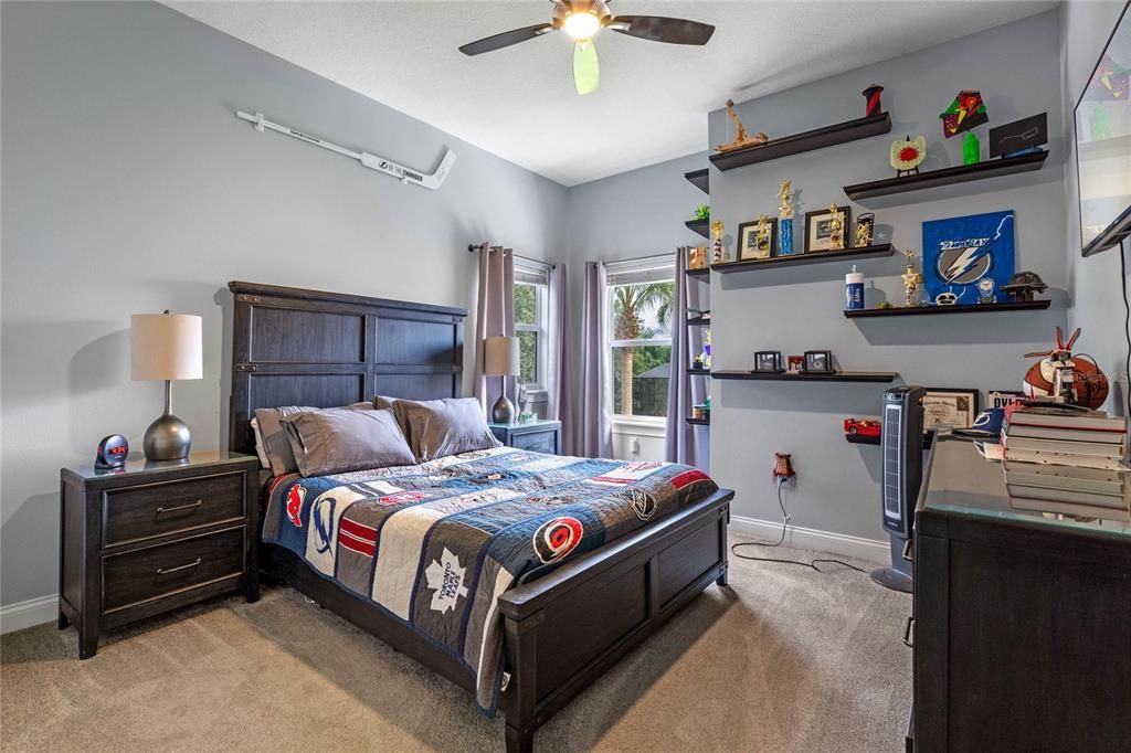 Private upstairs bedroom and bathroom are connected to the upstairs bonus room.