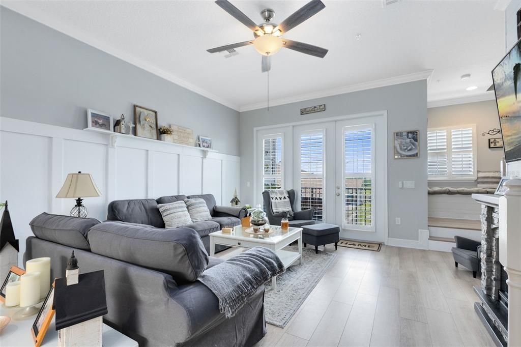 Family/Living Room recently painted in elegant neutral grays.