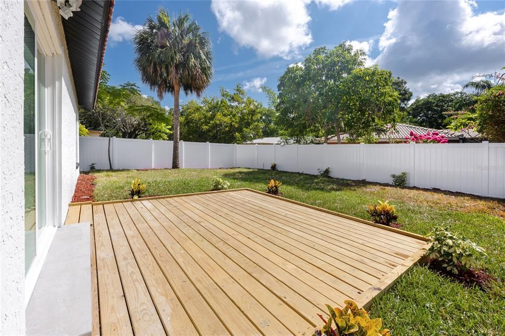 Fenced Backyard Wood Patio