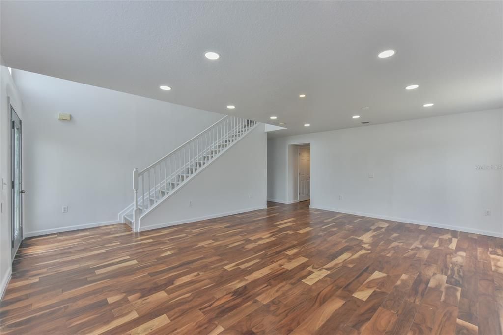 and the whole downstairs has beautiful new wood laminate floors