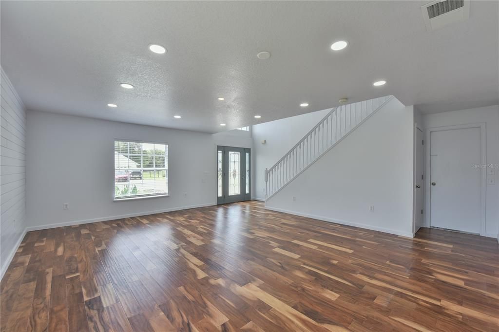 and the whole downstairs has beautiful new wood laminate floors