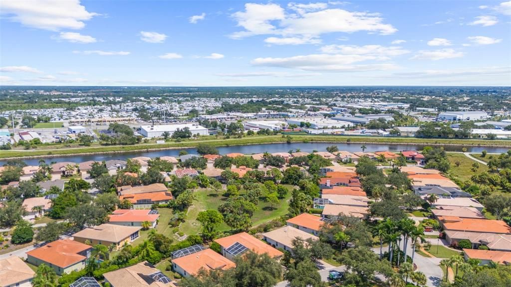 You can see the top of the screened lanai and close distance to the Intracoastal Waterway