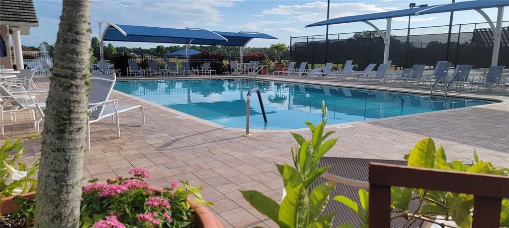 Clubhouse pool, spa and snack bar are popular social gathering spots