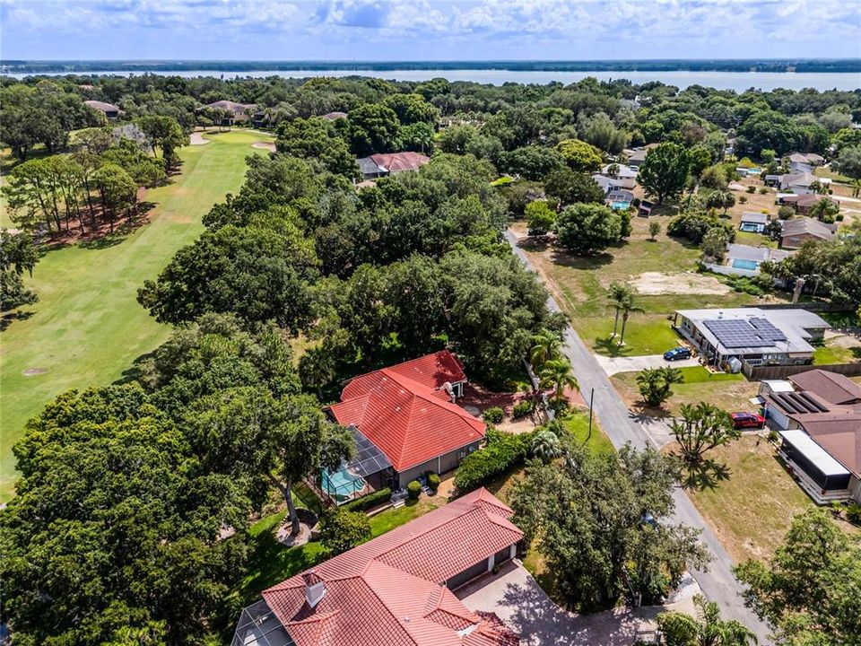 Aerial View of Street & Little Lake Harris