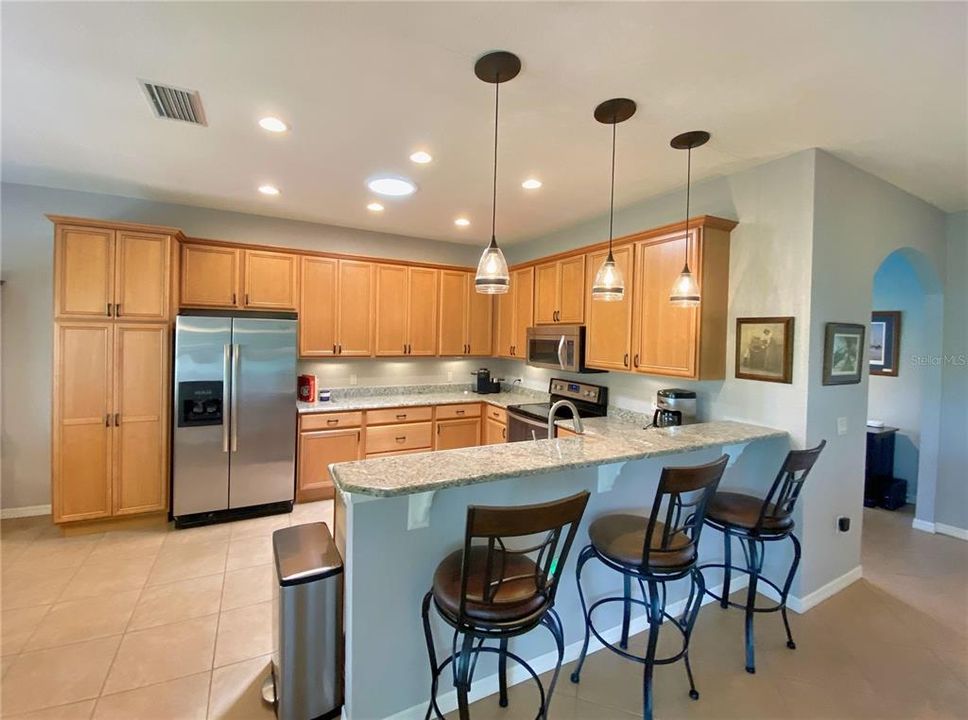 Breakfast Bar with Pendant Lighting