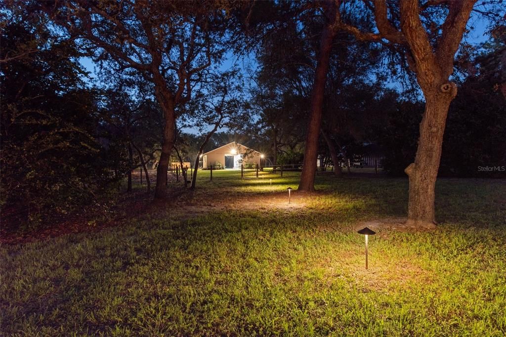 The view to the barn from the front of the home.