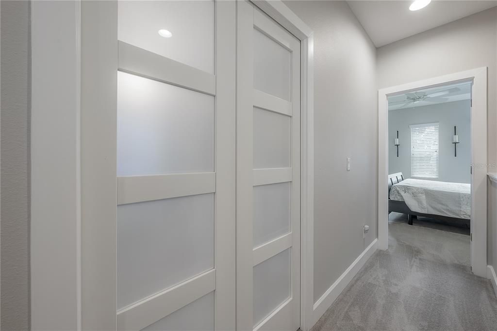 Frosted pocket doors to hallway