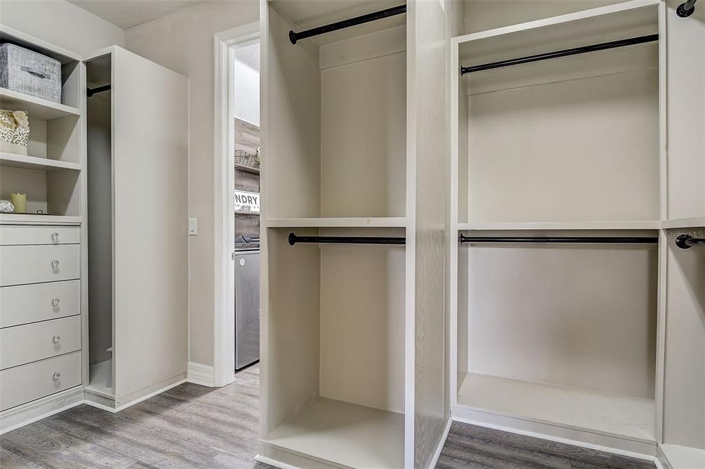 Custom built in shelving in Primary Closet