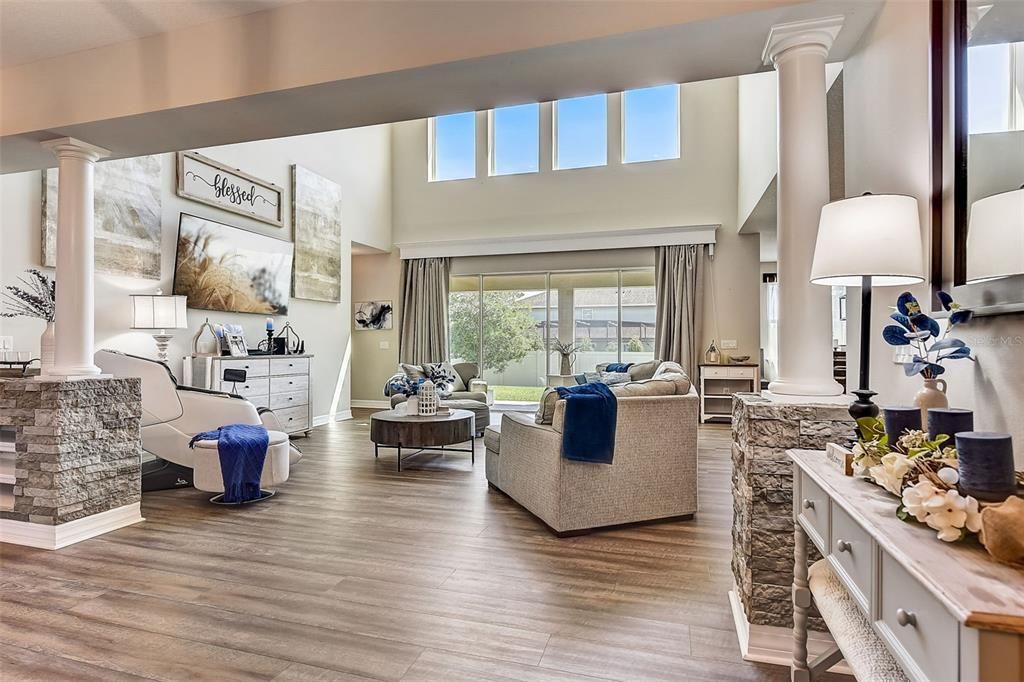 Great room-soaring ceilings with great natural light!