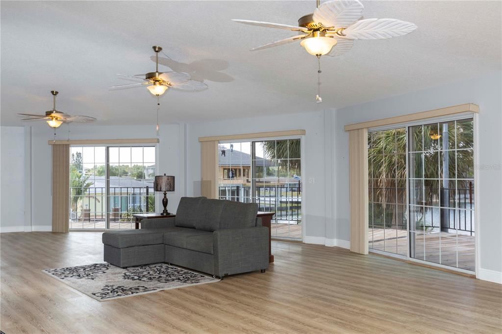 5 Sets of Double Pane Sliding Doors into Great Room