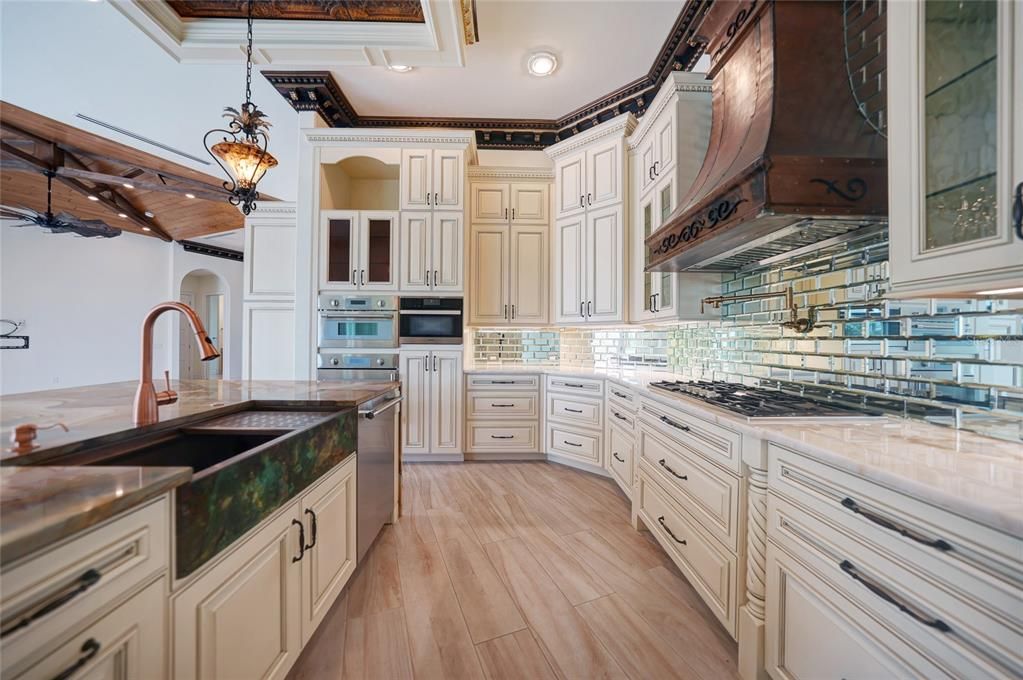 The chef's dream kitchen has top-notch appliances and accoutrements.