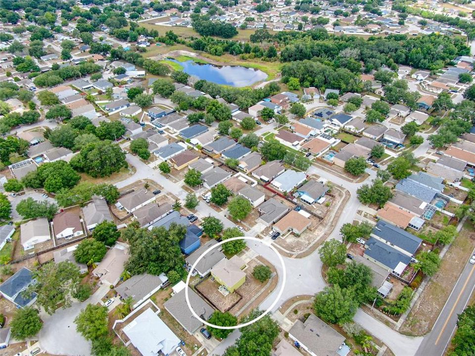 Aerial view of home and the Copper Ridge neighborhood.