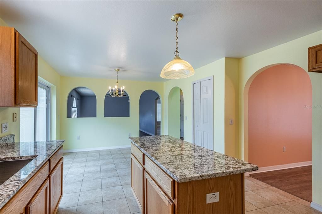 This granite counter top was just installed in 2024.  Notice the repeating arched details throughout this home.