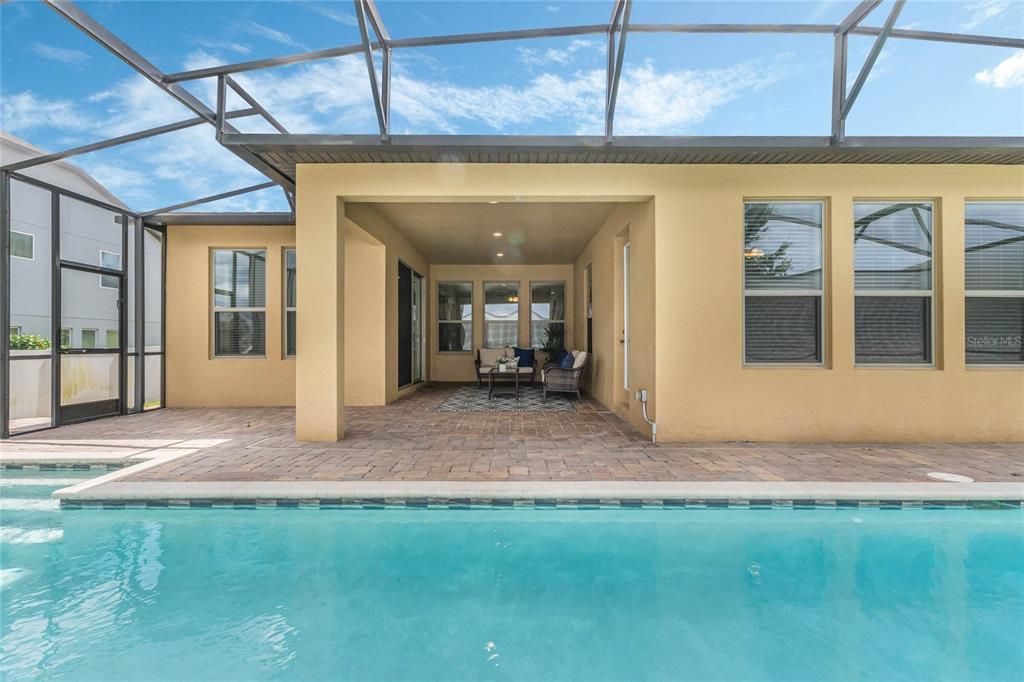 Covered Patio and Salt Water Lap Pool