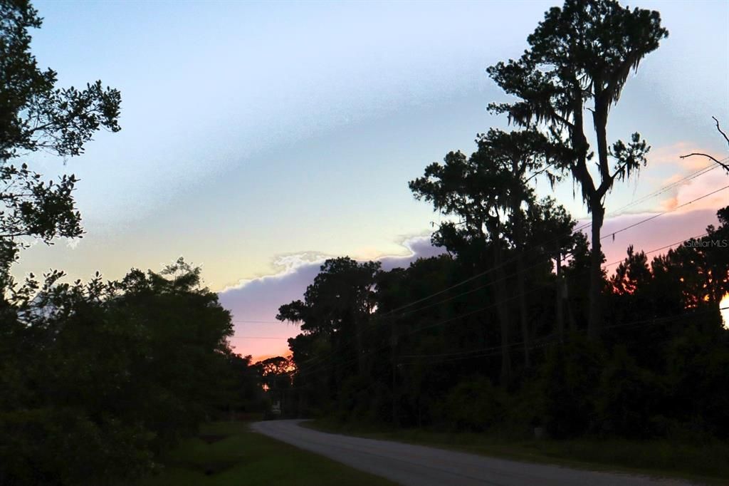 Nearby country road at sunset