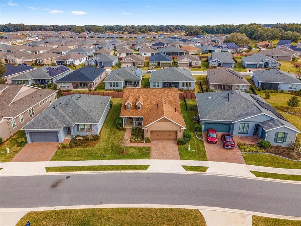 Aerial View of street looking east