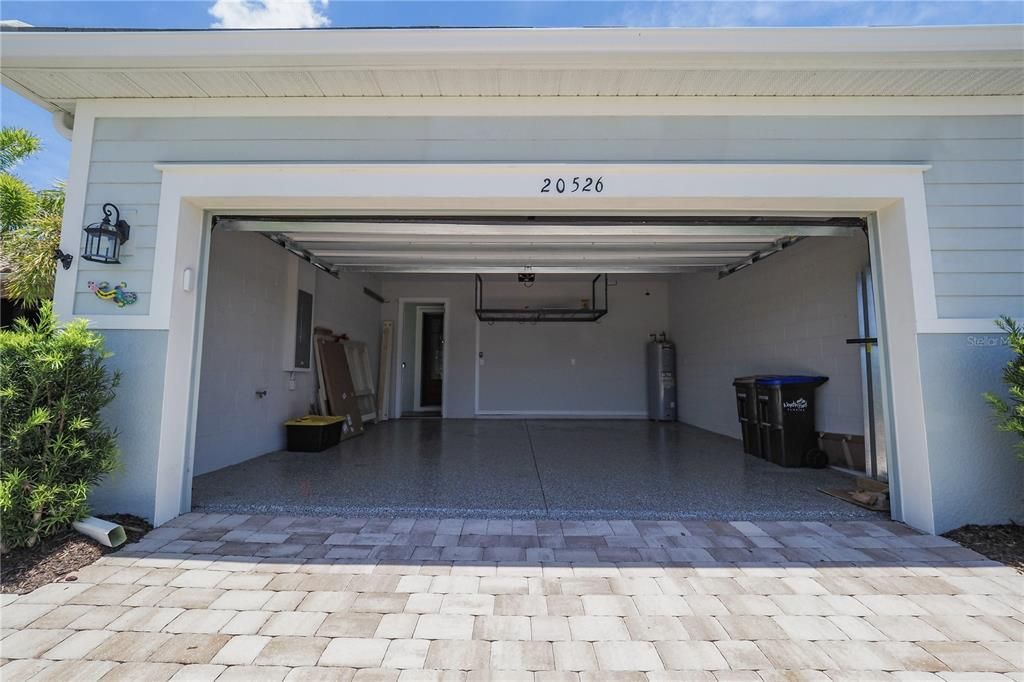 Epoxy Garage Floor with custom storage above