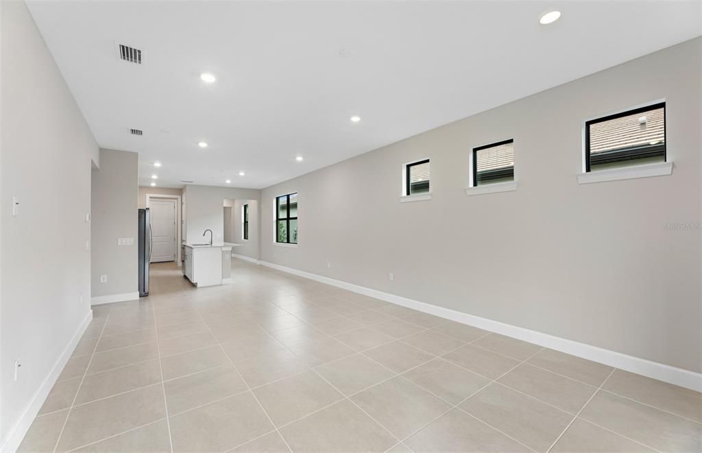 View of kitchen from gathering room