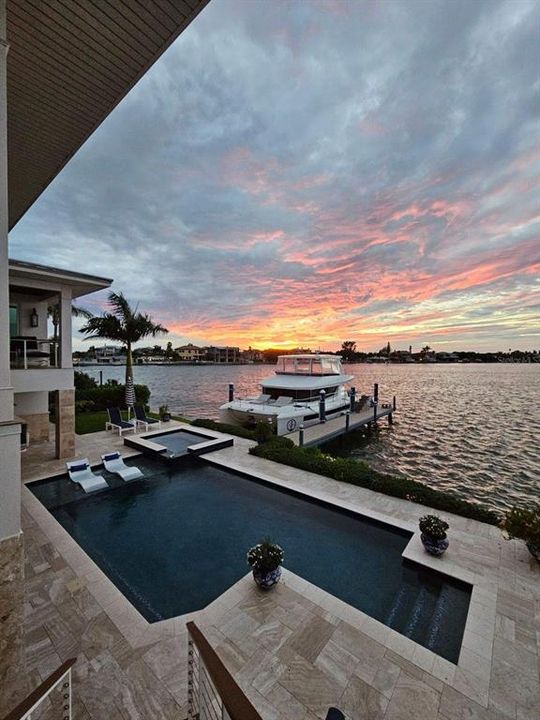 Back Yard Pool, Dock & Sunset