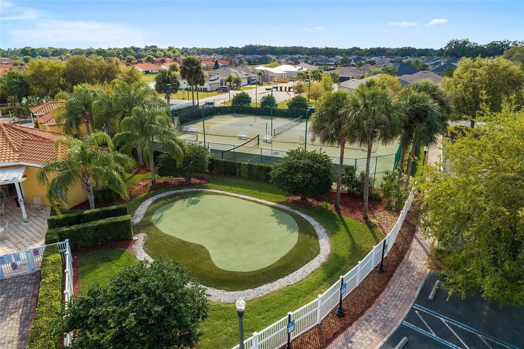 Aerial Tennis Court and Putting Green