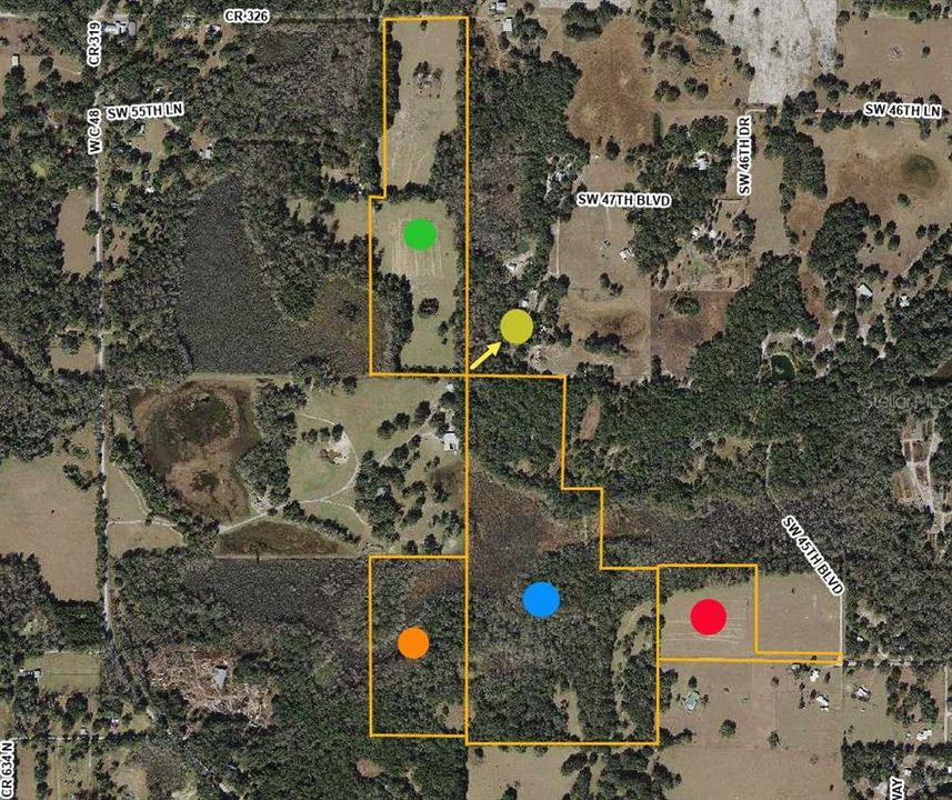 5 parcels of land correspond to color code shown