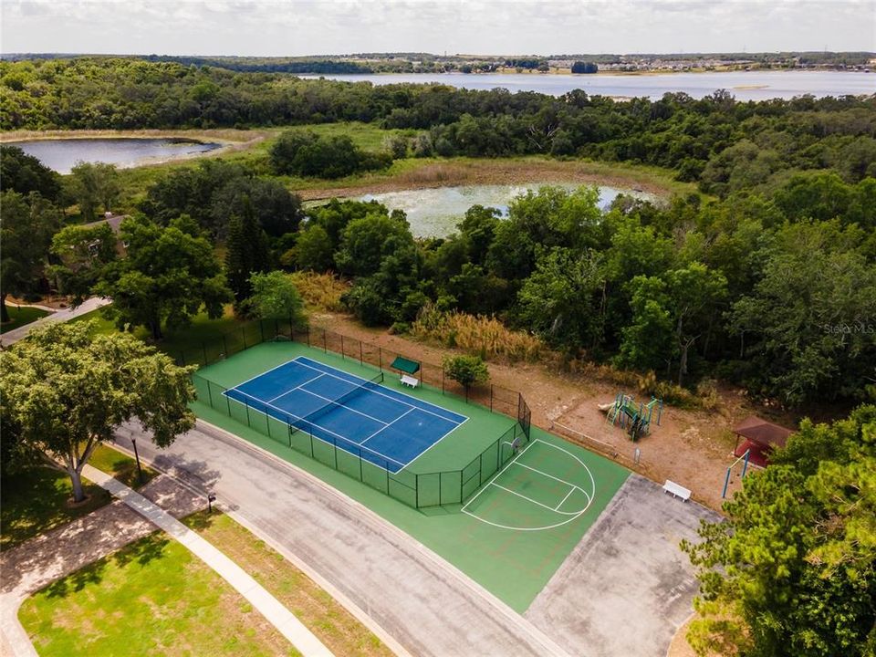 Tennis court and playground