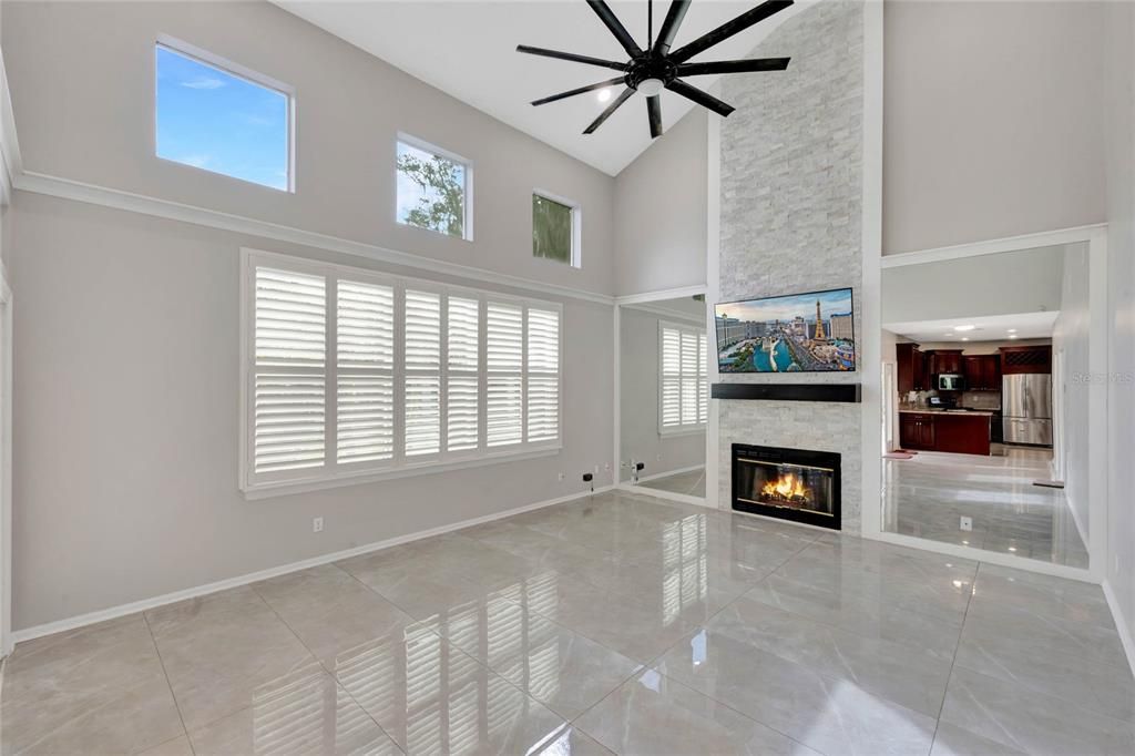 Two story family room