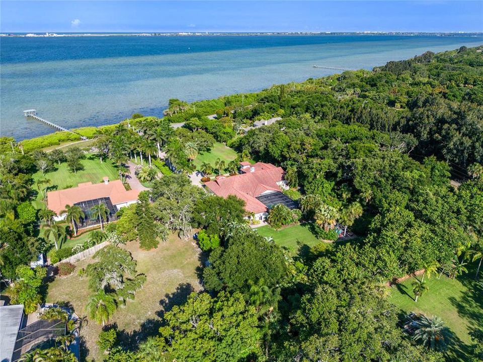 Aerial view from the back of the house overlooking into the Banana River.