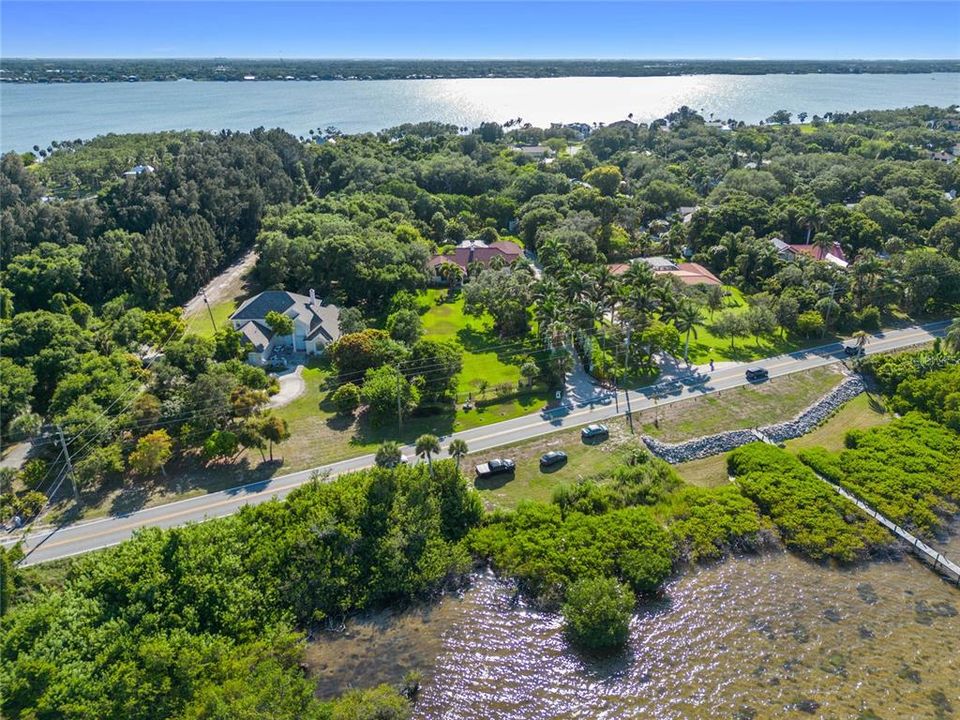 View from the Banana River looking over the house to the Indian River Lagoon.